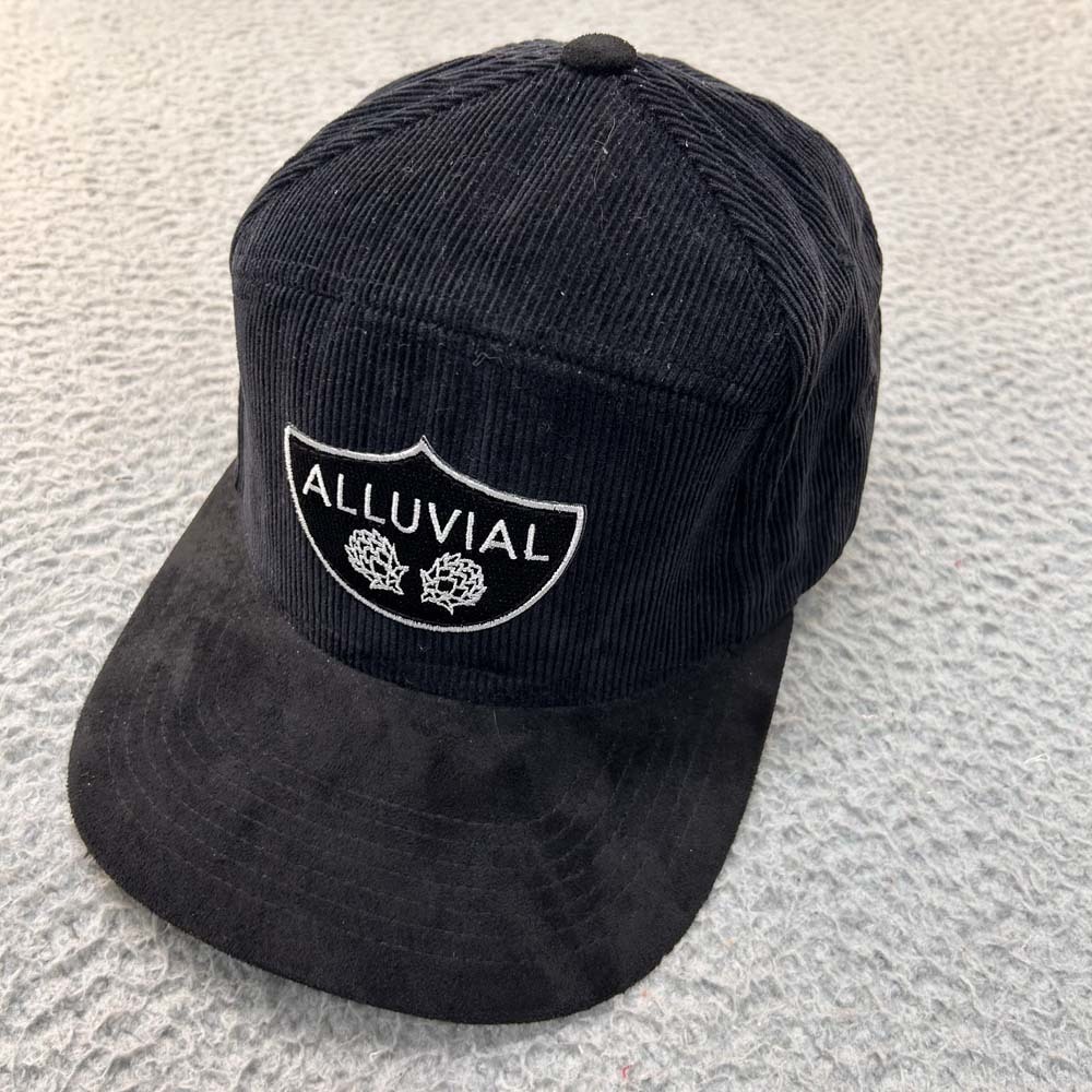 Alluvial Brewing Beer Hat Men 5 Panel One Size Corduroy Ames IA Black